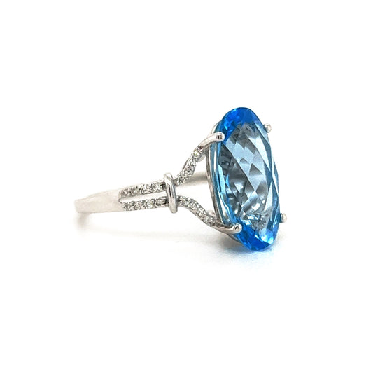 Blue Oval + Diamond Ring