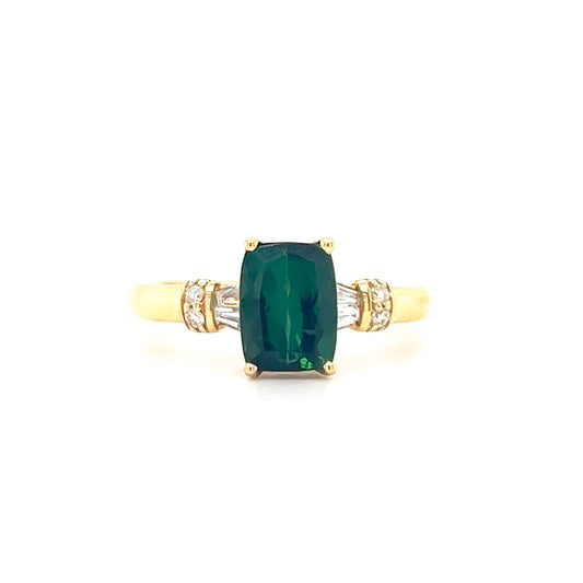 Green Tourmaline + Diamond Ring