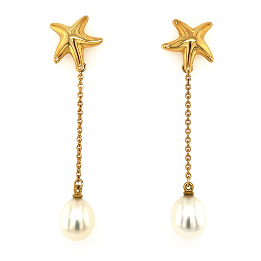 Tiffany & Co. Starfish Pearl Drop Earrings