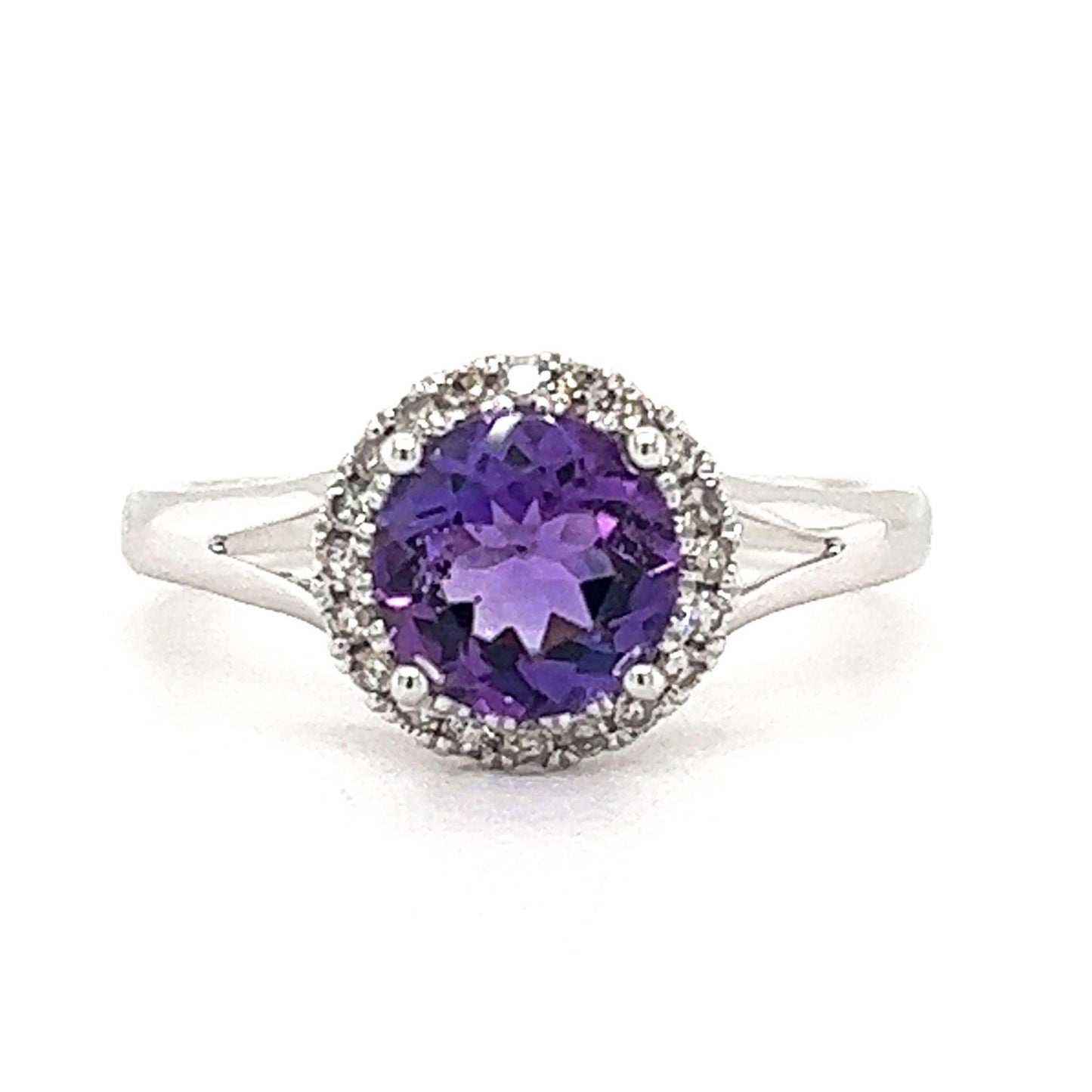 Amethyst Surrounded by Diamonds Ring