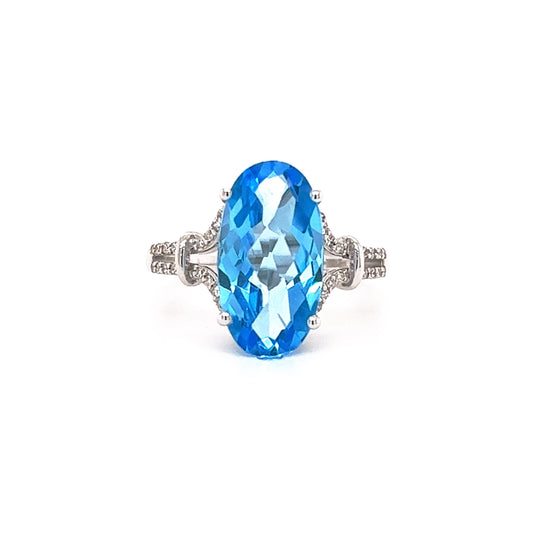 Blue Oval + Diamond Ring