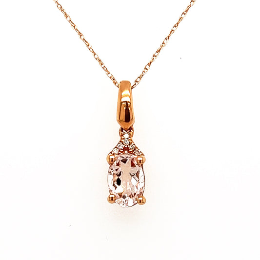 Oval Morganite + Diamond Necklace