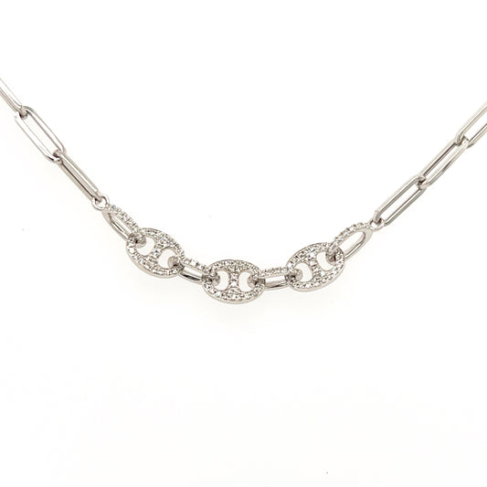 Diamond Mariner Paperclip Necklace