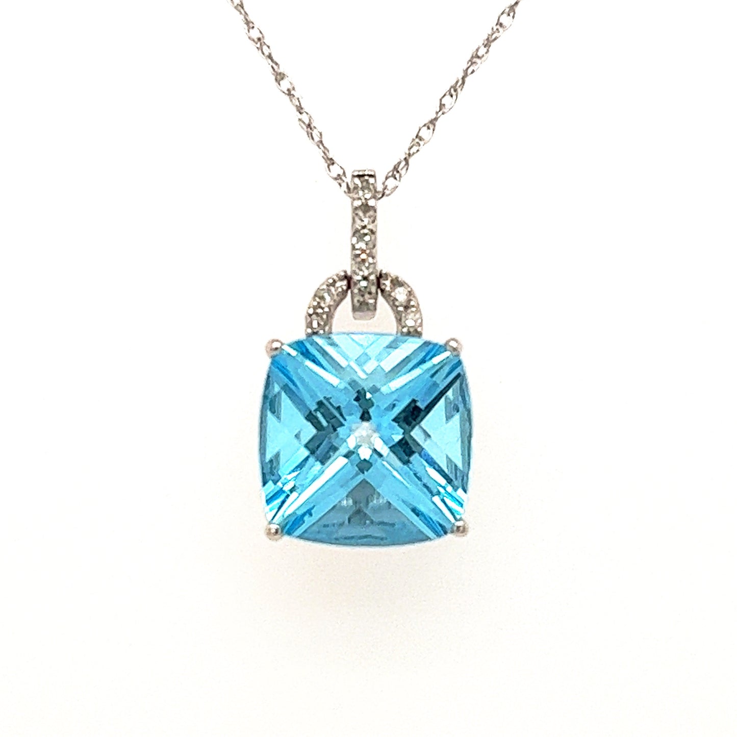 Blue Topaz + Diamond Pendant