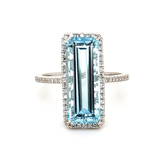 Aquamarine + Diamond Ring