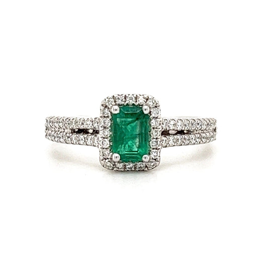 Emerald Halo Mini Split Ring